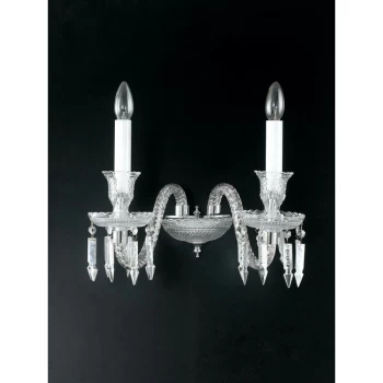 Image of Fan Europe Lighting - Fan Europe LOUVRE Twin 2 Light Candle Wall Light Chrome 38x38cm