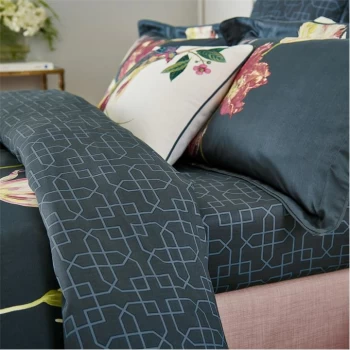 image of Sanderson Tulipomania Fitted Sheet - Navy