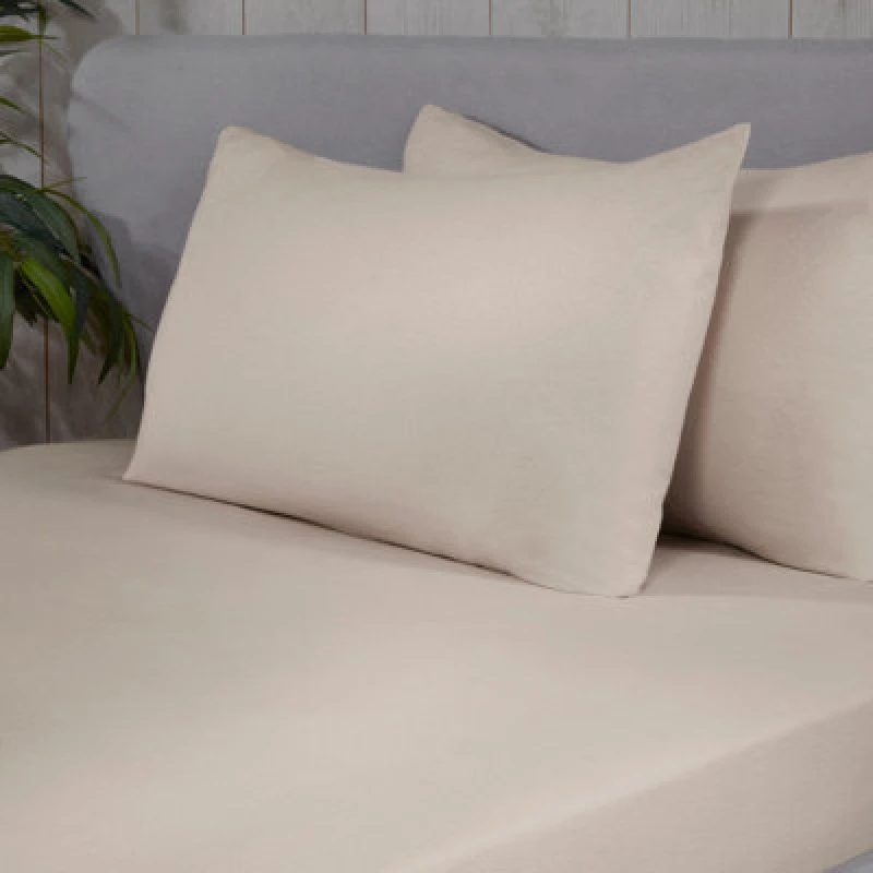 Image of Smart Living Smart Living Brushed Cotton Bed Linen Luxury Fitted Bedsheet or Pillowcase Non Iron in Cream Size: Super King Cream Super King Unisex 5