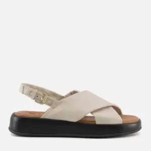 image of Dune Womens Latest Leather Cross Front Sandals - Ecru - UK 4