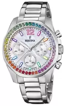 Image of Festina F20606/2 Womens Chronograh Mother-of-Pearl Dial Watch
