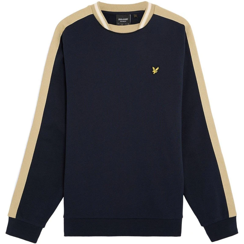 Image of Lyle and Scott Mens Taped Crew Sweatshirt Dark Navy male XL