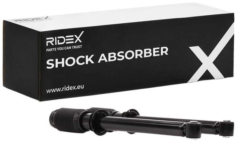 Image of RIDEX 854S2168 Shock absorber Rear Axle, Gas Pressure, Twin-Tube, Spring-bearing Damper, Bottom eye Shock Absorber (854)