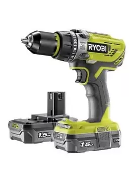 image of Ryobi R18Pd31-215S 18V One+ Cordless Compact Combi Drill Starter Kit (With 2X 1.5Ah Batteries)