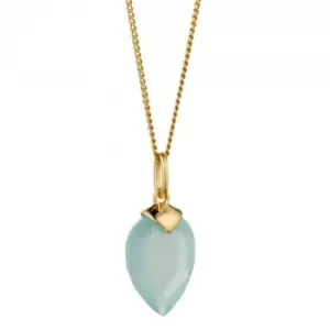 March Yellow Gold Plated Birthstone Chalcedony Stone Pendant P4977