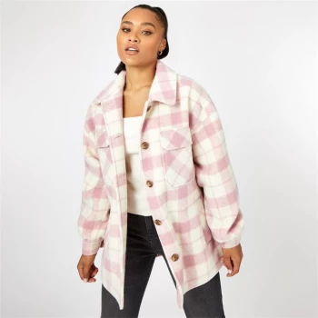 Image of Jack Wills Check Overcoat - Pink