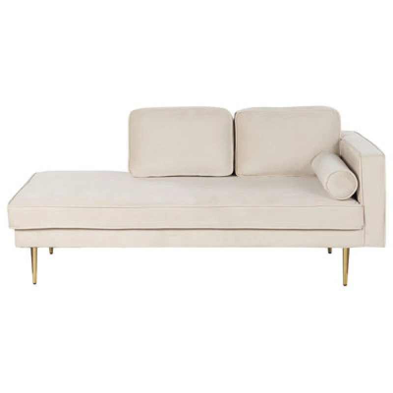 Image of Beliani Right-Hand Chaise Lounge Miramas Velvet Beige