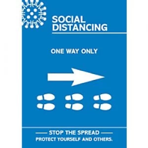 image of Seco Health & Safety Poster Social distancing - one way only right A2 Semi-Rigid Plastic 42 x 59.5 cm