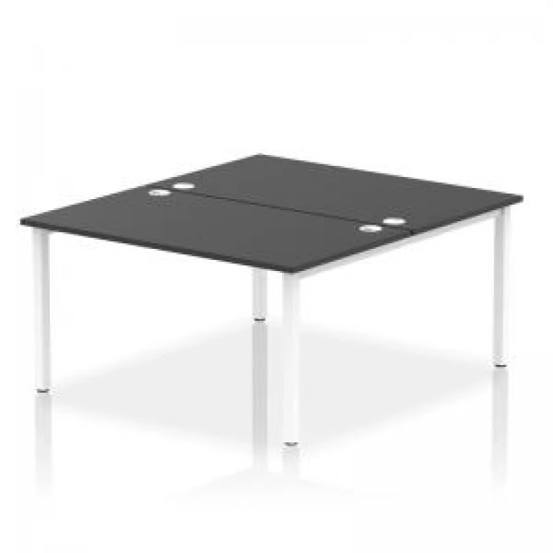 Image of Impulse Impulse Bench B2B 2 Person 1400 White Frame Office Bench Desk Black IMB2P14BLKW