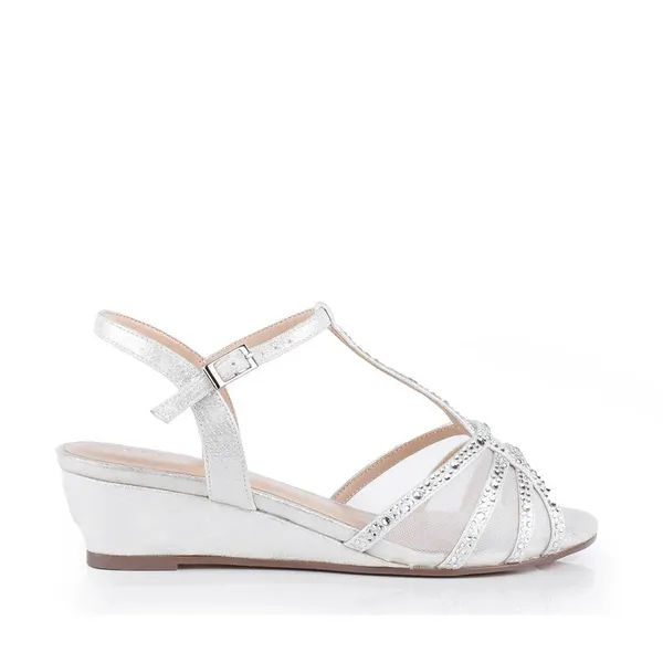 image of Paradox London Paradox London Jilly Wide Fit Wedges Silver Female 4 CU98202