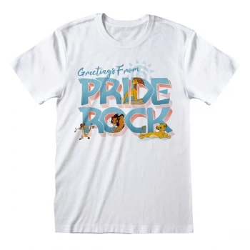 image of Lion King Classic - Greetings From Pride Rock Unisex Large T-Shirt - White