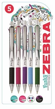 image of Zebra Z-Grip Flight Ballpoint Pen Assorted Colours PK5