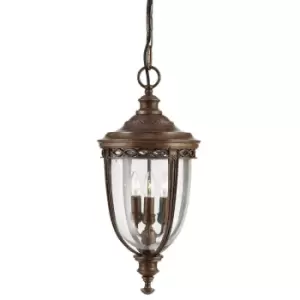 Image of IP23 3 Bulb Traditional Chain Lantern Light British Bronze LED E14 60W
