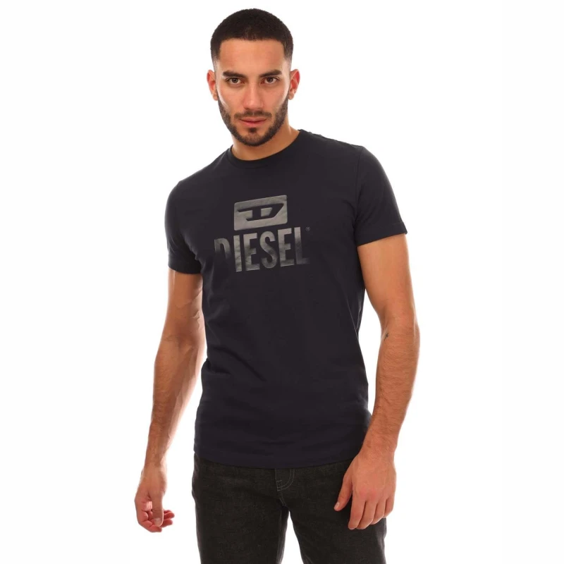 Image of Diesel Monotone Logo Navy Blue T-Shirt Blue