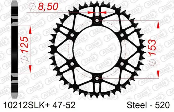 Image of AFAM Steel Self-Cleaning Rear Sprocket 10212 - 520