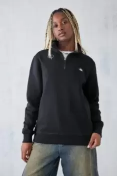 Image of Dickies Black Oakport Quarter-Zip Sweatshirt - Black L at Urban Outfitters