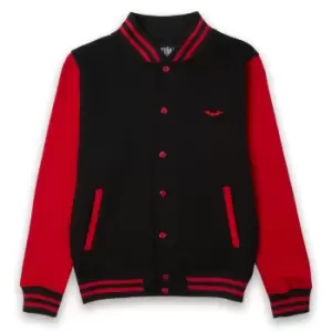 Image of The Batman The Bat Embroidered Varsity Jacket - Black/Red - L