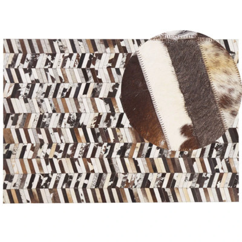 Image of Beliani Rug Akyele Brown 160 X 230 Cm Leather