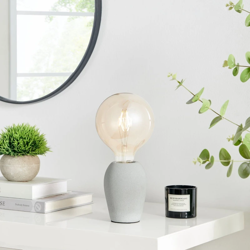 Image of FurnitureboxUK FurnitureboxUK Kayla Industrial Grey Concrete and Smoked Glass Table Lamp Grey One Size Unisex 5060661186418