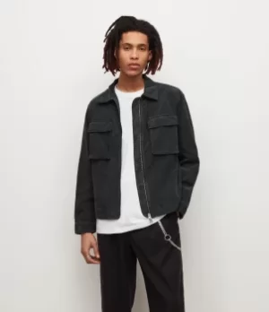 Image of AllSaints Mens Clifton Organic Cotton Corduroy Jacket, Black, Size: M