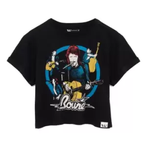 Image of David Bowie Womens/Ladies Crop T-Shirt (3XL) (Black/Blue/White)