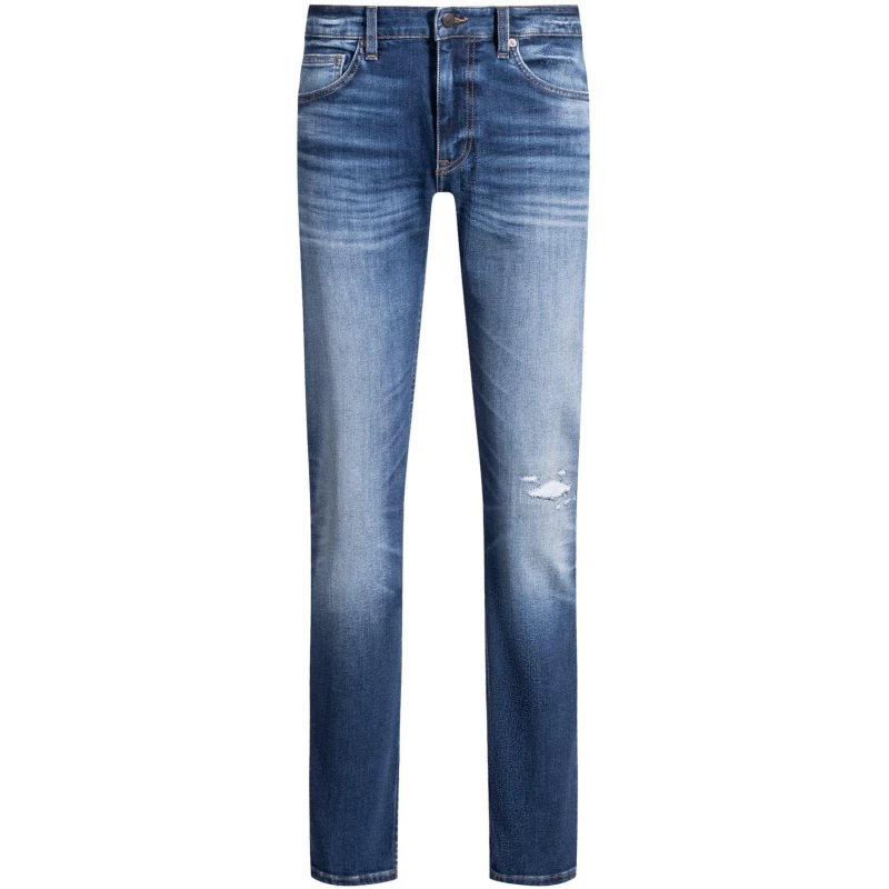 Image of BOSS Delaware Bo Soft Motion Slim Fit Jeans - Mid Wash, Size 32, Length Regular, Men Mid Wash W7JKM Male length REGULAR,32