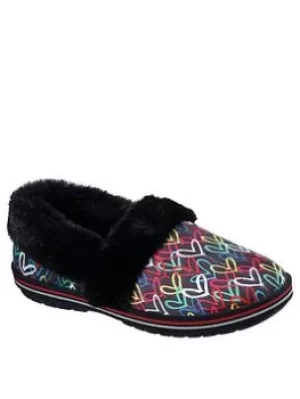 Image of Skechers James Goldcrown Too Cozy Lodge Love Slippers, Black/Multi, Size 4, Women
