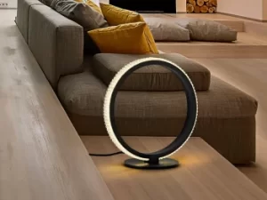 image of Modern Designer LED Dimmable Ring Tbale Lamp Matt Black