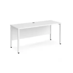 Image of Office Desk 1600mm Rectangular Desk With Bench Leg White Tops With White Frames 600mm Depth Maestro 25