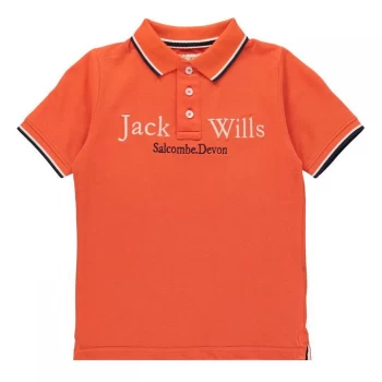 image of Jack Wills Kids Boys Script Tipped Polo Shirt - Tigerlilly