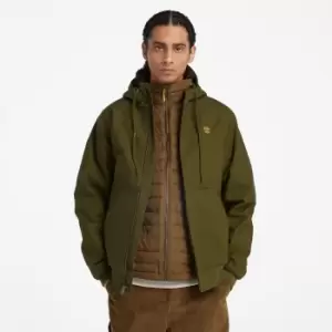 Image of Timberland Insulated Canvas Hooded Bomber Jacket For Men In Green Green, Size L