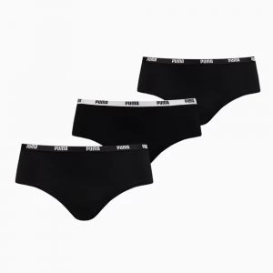 image of PUMA Hipster Panties Womens Underwear 3 Pack, Black, size Medium, Clothing