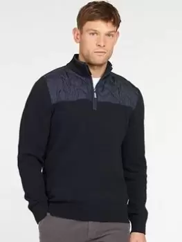 Image of Barbour Essential Diamond Quilt Half Zip, Navy, Size 2XL, Men