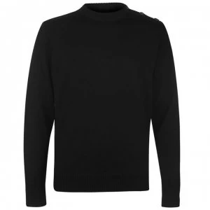 image of Paul And Shark Crew Neck Button Knitted Jumper - Black 011