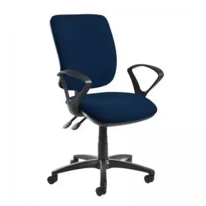 Image of Senza high back operator chair with fixed arms - Costa Blue