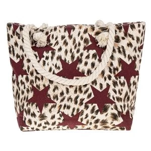 Image of Stars & Animal Print Tote Red