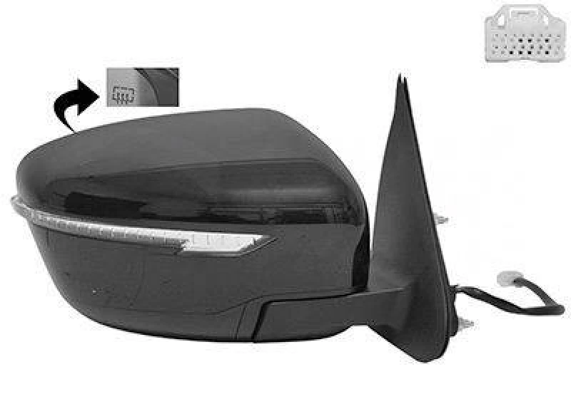 Image of VAN WEZEL 3391808 Wing mirror * HAGUS * Right, black, Heatable, Over-paintable Outside Mirror (50)