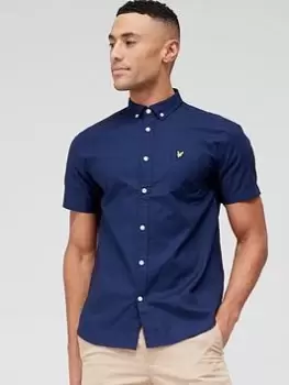 Image of Lyle & Scott Short Sleeve Oxford Shirt - Navy Size M Men