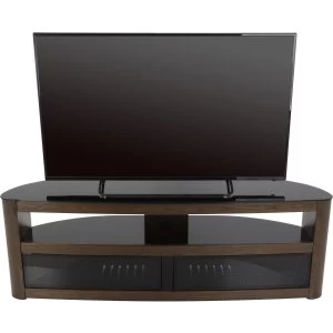 image of Burghley Affinity Curved TV Stand 1500 Walnut / Black Glass