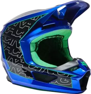Image of Fox V1 Peril Motocross Helmet, blue, Size 2XL, blue, Size 2XL