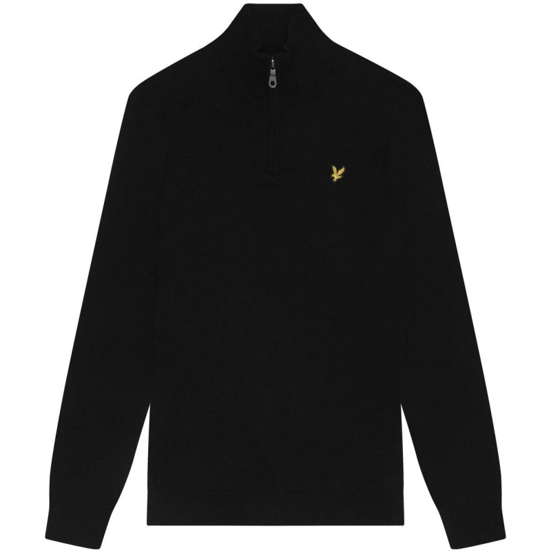 Image of Lyle & Scott Marino Quarter Zip Knit Jet Black L