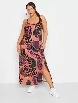 Image of Yours Cami Maxi Dress Chain Leopard - Orange, Purple, Size 20, Women