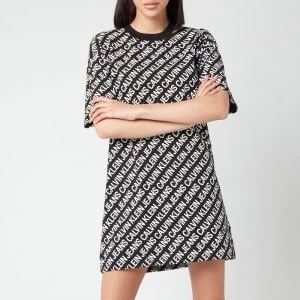 Image of Calvin Klein Jeans Womens AOP T-Shirt Dress - Institutional Logo AOP Black - L