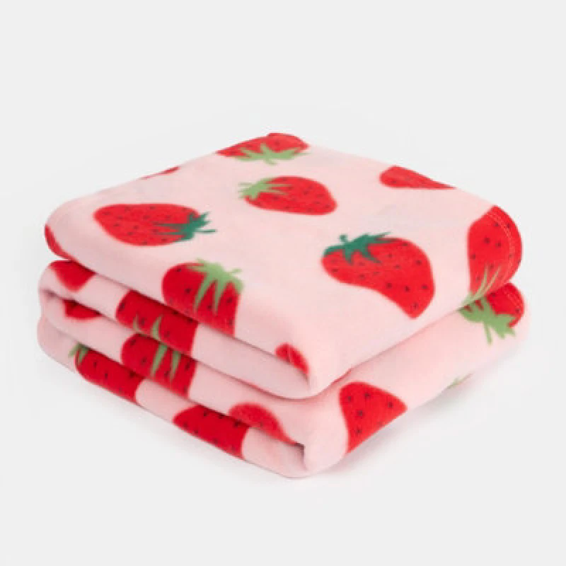 Image of OHS OHS Wholesale Strawberry 10 x Fleece Blanket Sofa Throw Joblot in Light Pink Size: 120cm x 150cm Light Pink 120cm x 150cm Unisex 5027434196579