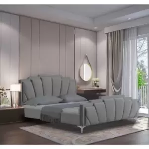 Image of Envisage Trade - Lanna Upholstered Beds - Plush Velvet, King Size Frame, Grey - Grey