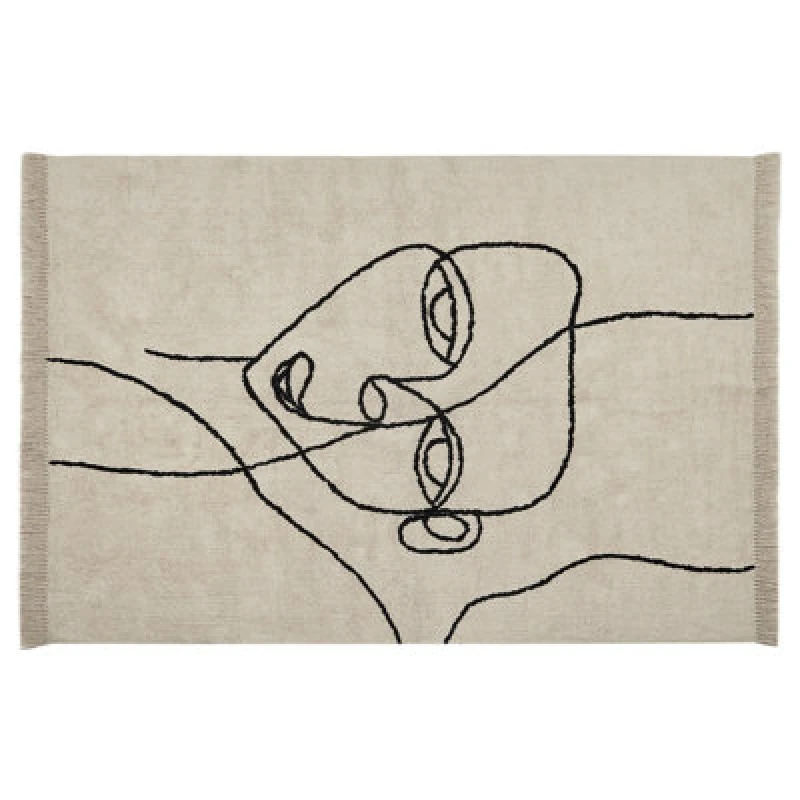 Image of Beliani Rug Nuru Light Beige 140 X 200 Cm Cotton