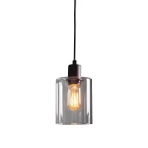 image of Toledo Single Pendant Light Matt Black, Clear Glass