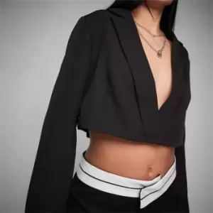 image of Missguided Crop Tailored Blazer - Black