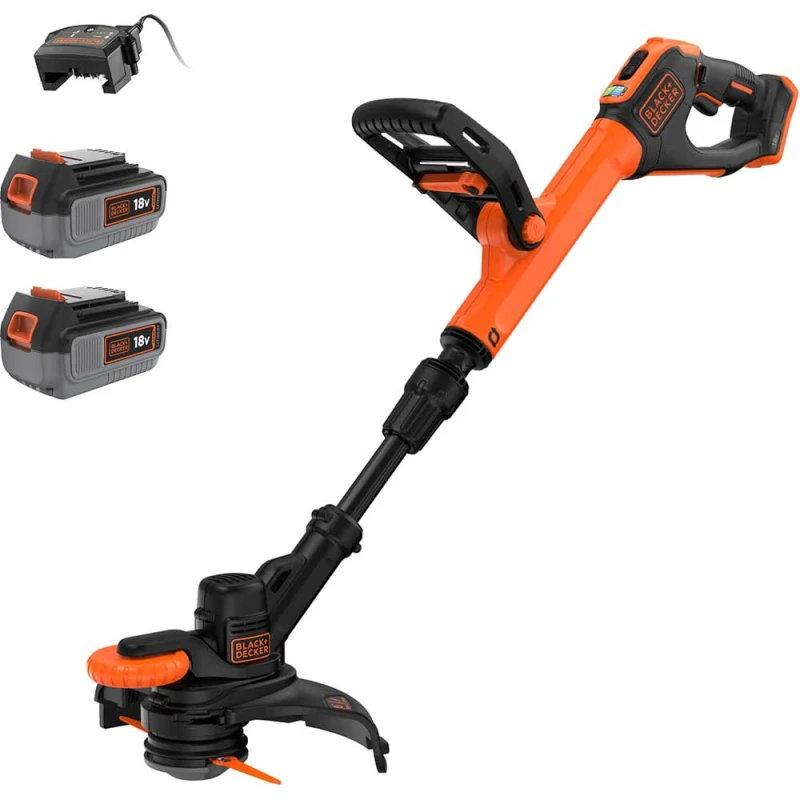 Image of Black and Decker BCSTR918 18v Cordless Resin Blade Telescopic Grass Trimmer and Edger 280mm BCSTR918M2 Batteries: 2 x 4ah Li-ion