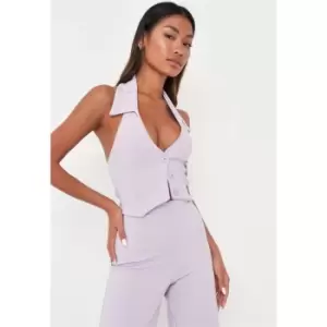 image of Missguided Jersey Tailored Halter Waistcoat - Purple